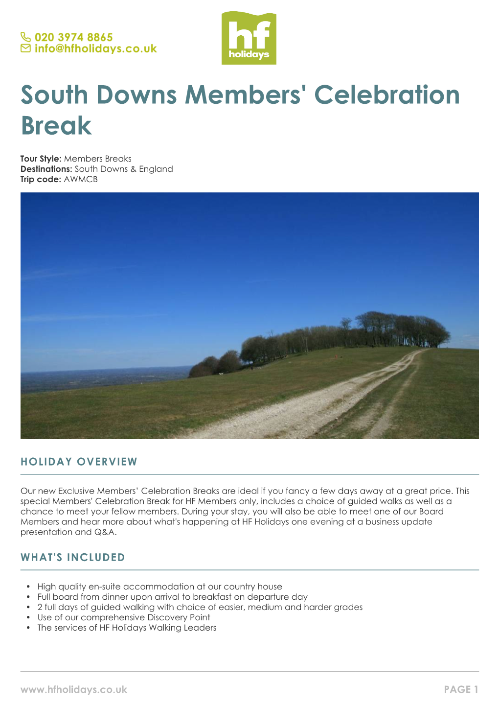 South Downs Members' Celebration Break