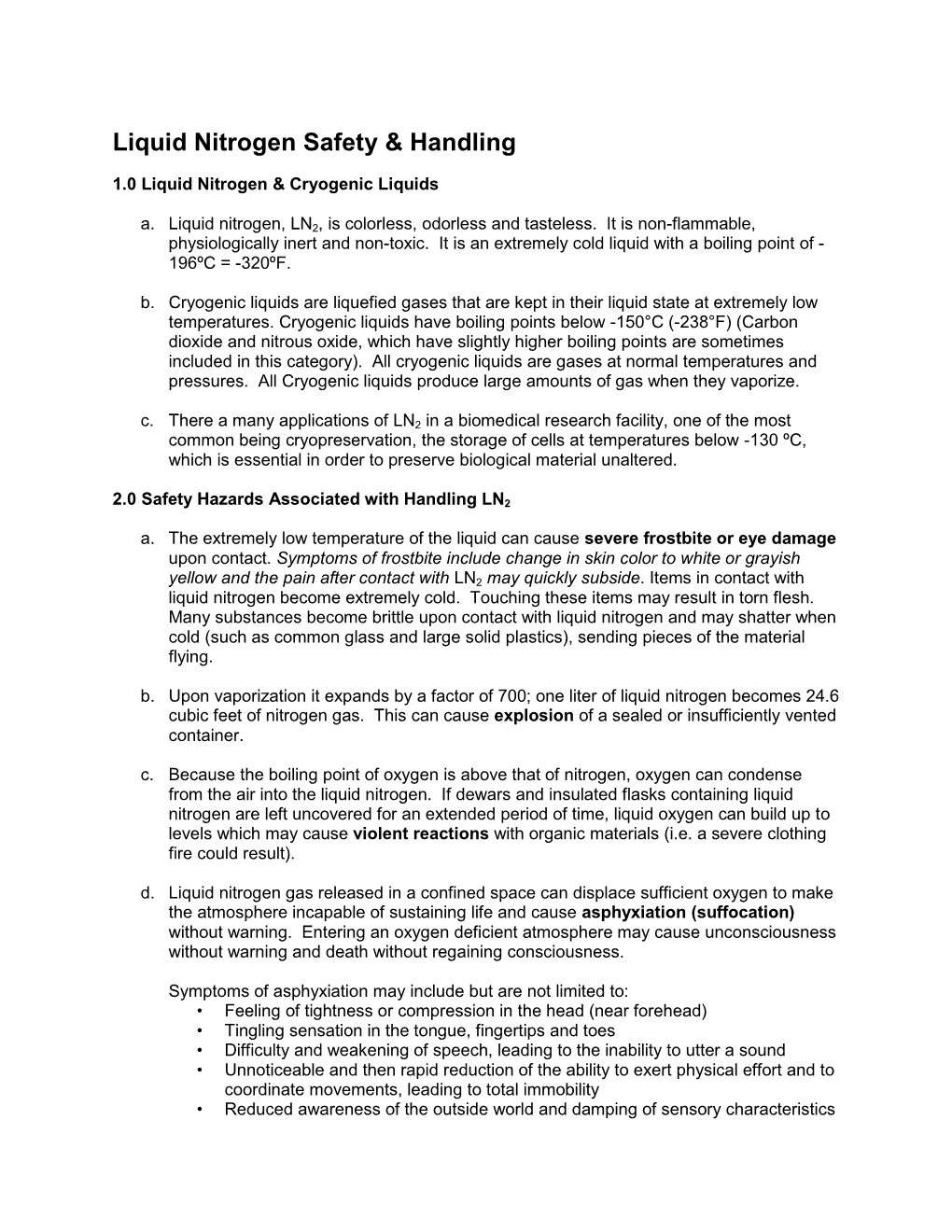 Liquid Nitrogen Safety & Handling