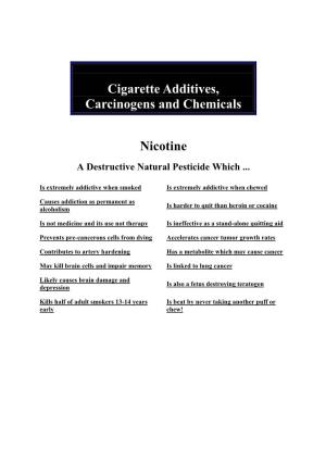 Cigarette Additives, Carcinogens and Chemicals Nicotine