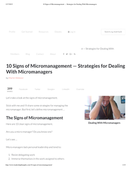 Ten Signs of Micromanagement