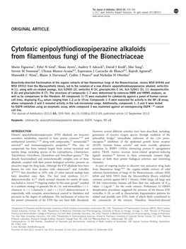 Cytotoxic Epipolythiodioxopiperazine Alkaloids from Filamentous Fungi Of