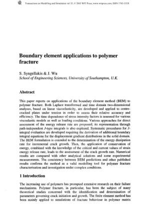 Boundary Element Applications to Polymer Fracture