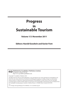 Progress Sustainable Tourism