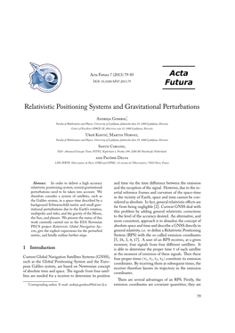 File Acta Futura Acta. Futura. Relativistic Positioning Systems