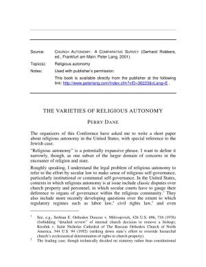 The Varieties of Religious Autonomy