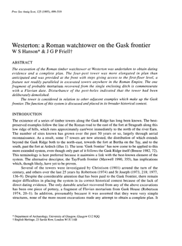 A Roman Watchtower on the Gask Frontier W S Hanson* & J G P Friellf
