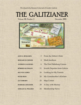 THE GALITZIANER Volume 26, Number 4 December 2019