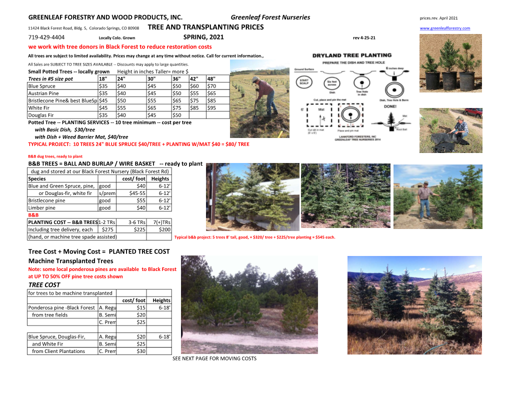 Tree Transplanting Price List 4-16-21.Xlsx