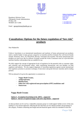 Consultation: Options for the Future Regulation of “Low Risk” Products