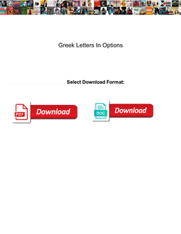 Greek Letters in Options