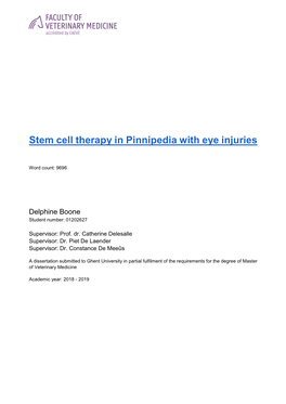 Stem Cell Therapy in Pinnipedia with Eye Injuries