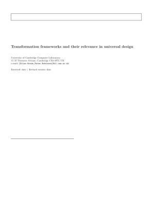 Transformation Frameworks and Their Relevance in Universal Design