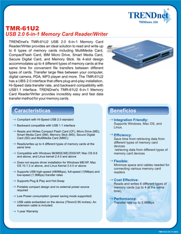 USB 2.0 6-In-1 Memory Card Reader/Writer