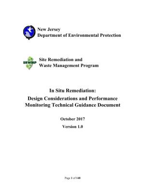 In Situ Remediation: Design Considerations and Performance Monitoring Technical Guidance Document