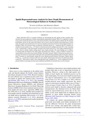 Spatial Representativeness Analysis for Snow Depth Measurements of Meteorological Stations in Northeast China