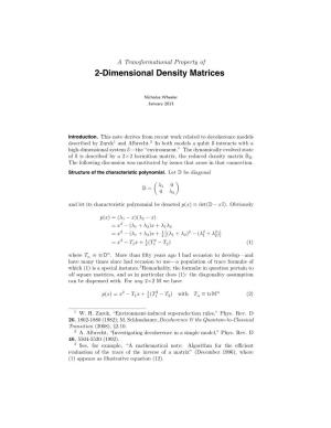 2-Dimensional Density Matrices