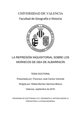 UNIVERSIDAD DE VALENCIA Facultad De Geografía E Historia