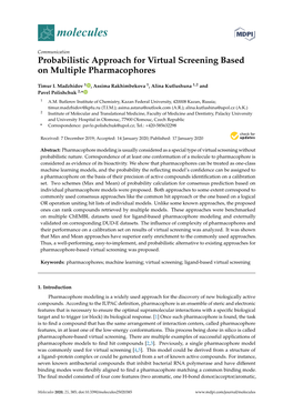 Probabilistic Approach for Virtual Screening Based on Multiple Pharmacophores