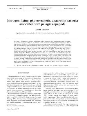 Nitrogen-Fixing, Photosynthetic, Anaerobic Bacteria Associated with Pelagic Copepods