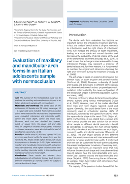 Evaluation of Maxillary and Mandibular Arch Forms in an Italian