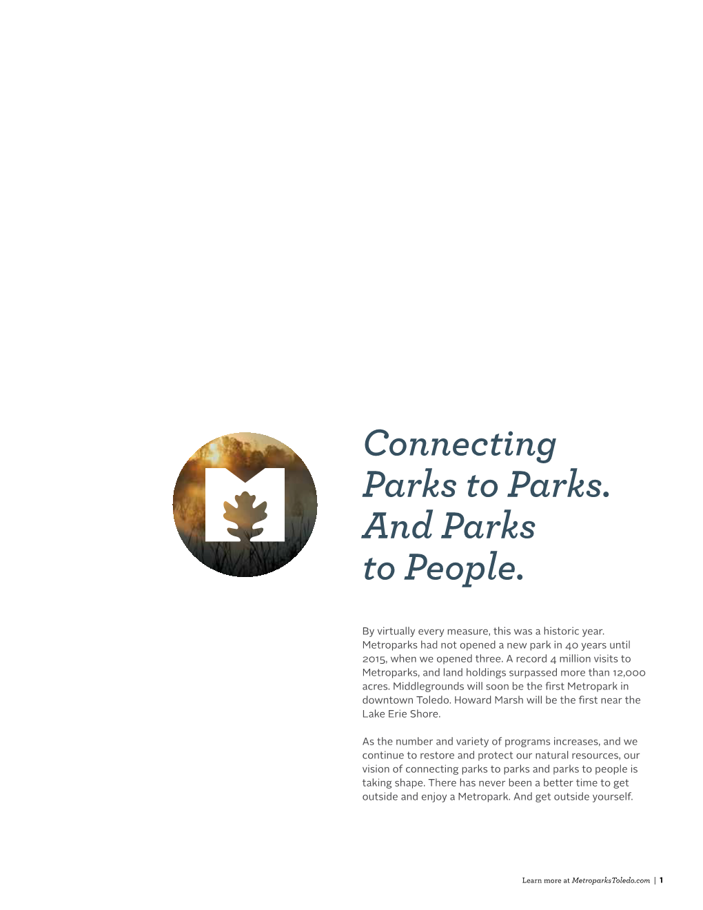 Connecting Parks to Parks. and Parks to People