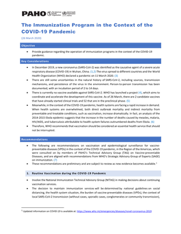 The Immunization Program in the Context of the COVID-19 Pandemic (26 March 2020)