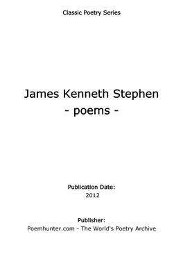 James Kenneth Stephen - Poems