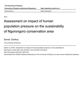 Assessment on Impact of Human Population Pressure on the Sustainabilty of Ngorongoro Conservation Area
