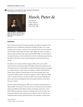 Hooch, Pieter De Also Known As Hoogh, Pieter De Hooghe, Pieter De Dutch, 1629 - 1684