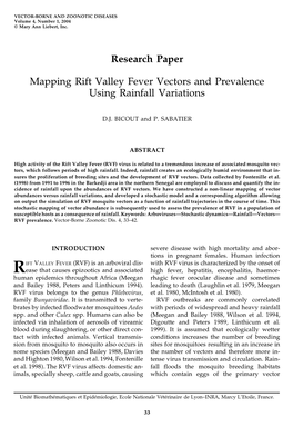 Mapping Rift Valley Fever Vectors and Prevalence Using Rainfall Variations