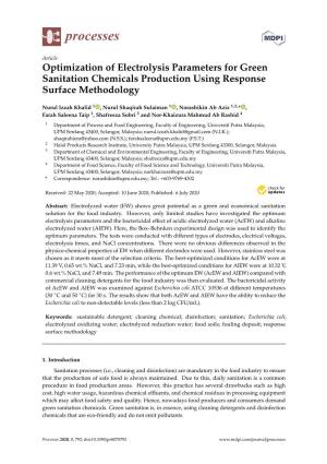 Optimization of Electrolysis Parameters for Green Sanitation Chemicals Production Using Response Surface Methodology