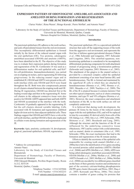 Pages 393-402) DOI: 10.22203/Ecm.V020a32 Formation/Regeneration of Junctional ISSN Epithelium1473-2262