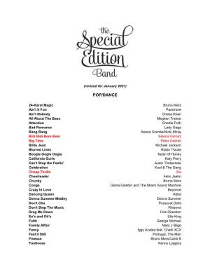 Special Edition Band Songlist