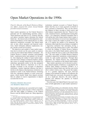 Open Market Operations in the 1990S