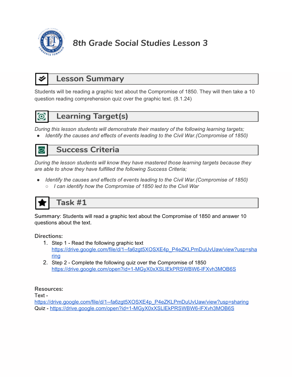 8Th Grade Social Studies Lesson 3