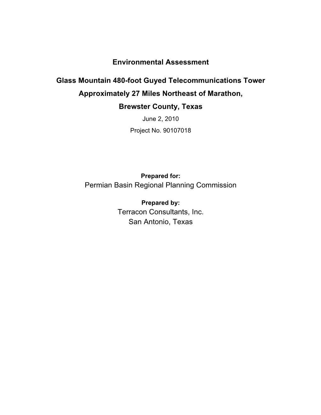 Environmental Assessment Glass Mountain 480-Foot Guyed
