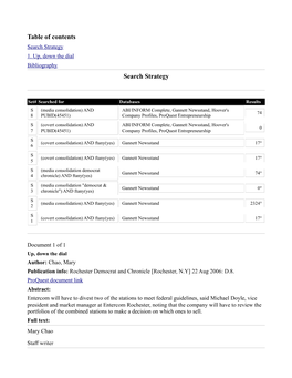 Table of Contents Search Strategy 1