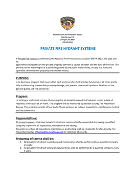Private Fire Hydrant System Program