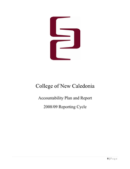 CNC Accountability Plan & Report, 2008-09 Reporting Cycle
