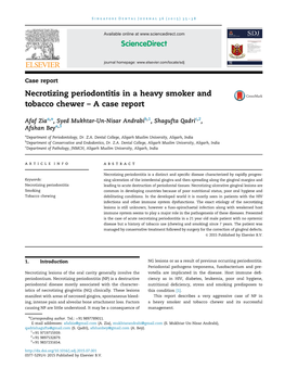 Necrotizing Periodontitis in a Heavy Smoker and Tobacco Chewer – a Case Report