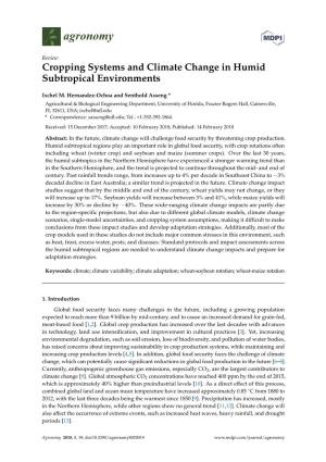 Cropping Systems and Climate Change in Humid Subtropical Environments