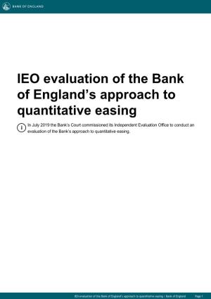 IEO Evaluation of the Bank of England's Approach to Quantitative