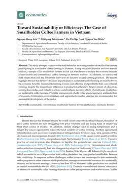 Toward Sustainability Or Efficiency: the Case of Smallholder Coffee Farmers in Vietnam