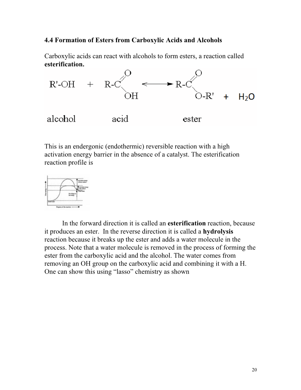 4.4 Formation of Esters from Carboxylic Acids and Alcohols