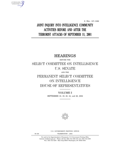 Joint Inquiry Into Intelligence Community Activities Before and After the Terrorist Attacks of September 11, 2001
