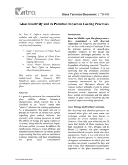 Glass Reactivity and Its Potential Impact on Coating Processes