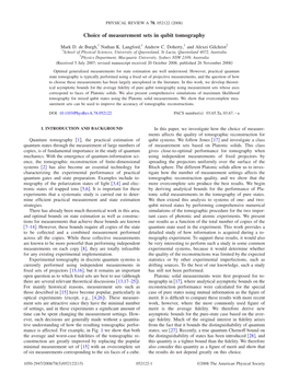 Choice of Measurement Sets in Qubit Tomography