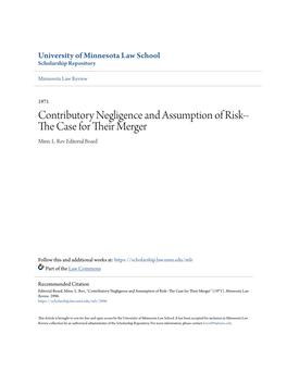 Contributory Negligence and Assumption of Risk-- the Ac Se for Their Em Rger Minn