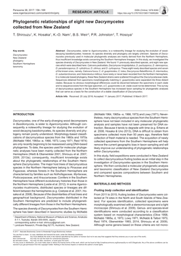 Phylogenetic Relationships of Eight New Dacrymycetes Collected from New Zealand