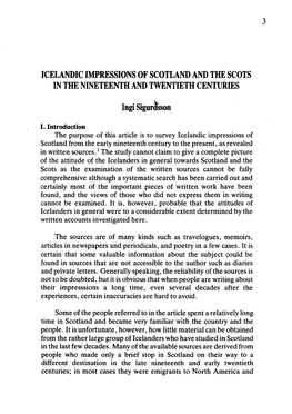 Icelandic Impressions of Scotland and the Scots in the Nineteenth and Twentieth Centuries